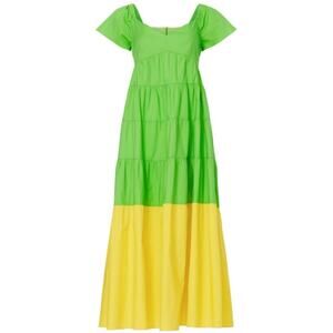 Donna Morgan Colorblock Babydoll Cap Sleeve Maxi Dress Women's 0 Resort Vacation